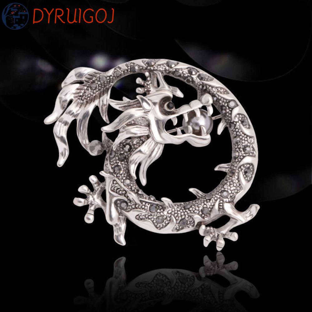 Trâm Cài Áo Hình Rồng Bằng Kim Loại Đính Đá Quý Sang Trọng