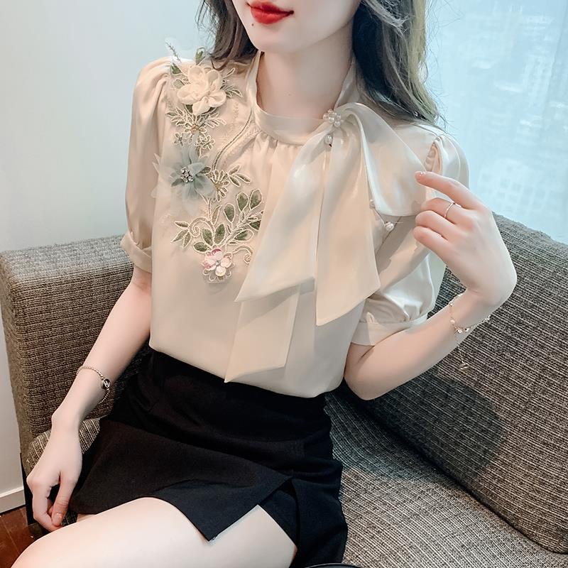 Áo Sơ Mi Cao Cấp Tay Ngắn Thêu Hoa Thời Trang Mùa Hè Hàng Mới 2023 3JD1