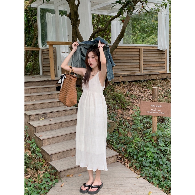 Đầm Hai Dây Mỏng Dáng Rộng Thời Trang Mùa Hè Xinh Xắn Cho Nữ