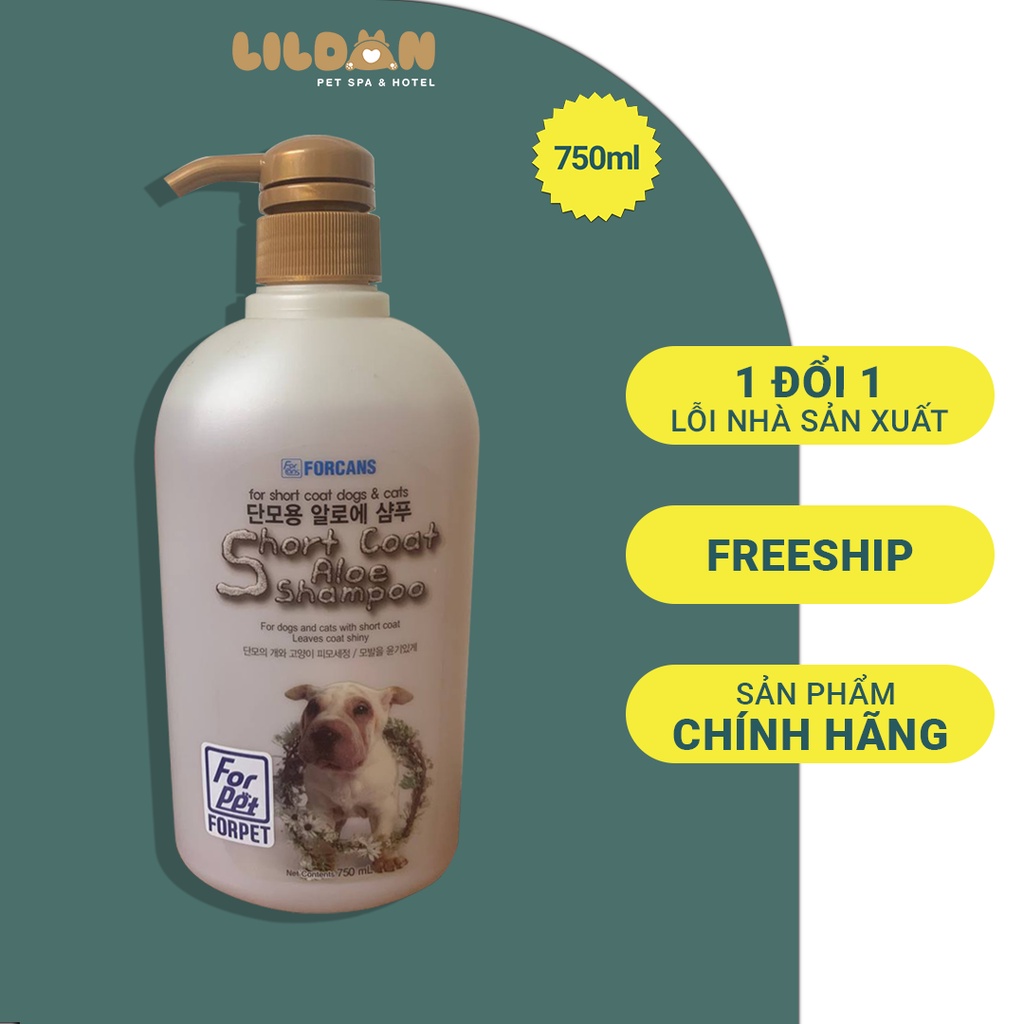 FORCANS (750ml) Dầu Gội Nha Đam Dành Cho Chó Lông Ngắn