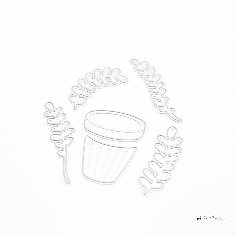 Khuôn Cắt Giấy Làm Từ Kim Loại Hình Chậu Hoa Trang Trí Scrapbook