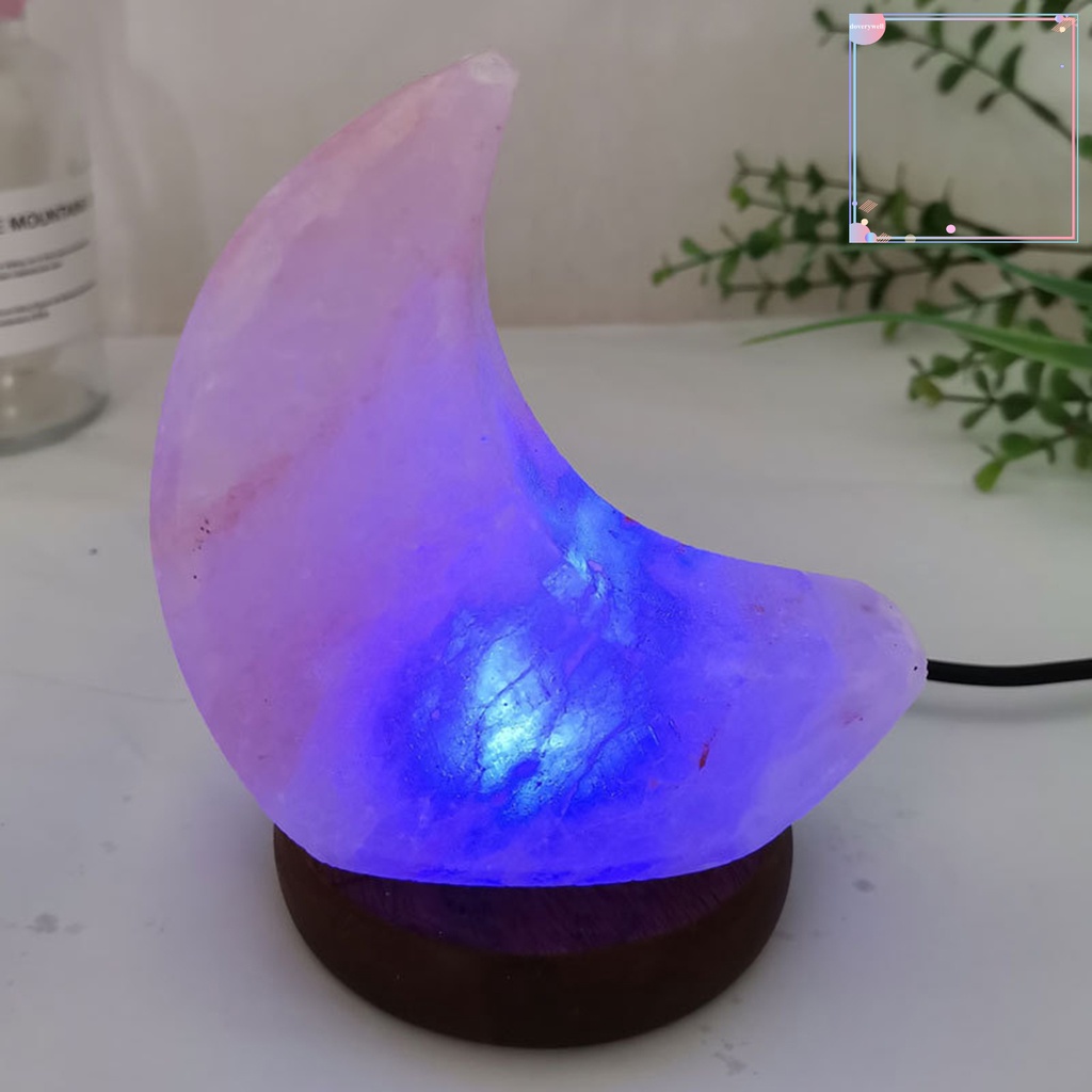 Đèn LED Tinh Thể Muối Pha Lê Giả Hình Mặt Trăng Thay Đổi Màu Sắc Sạc USB Cho Nhà Ở