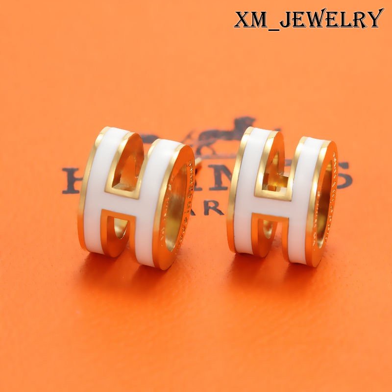 Bông Tai Chữ Bằng Thép Titan Mạ Vàng Hồng 18k Thời Trang | Bông Tai Bằng Thép Không Gỉ Tráng Men Nhẹ Sang Trọng