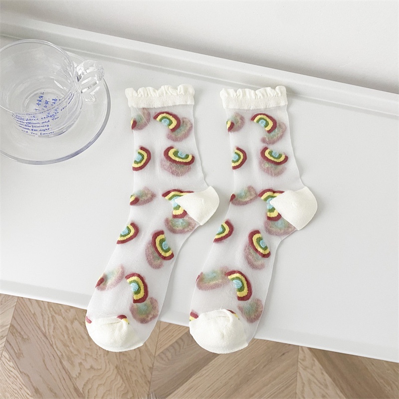 Hàng Mới Về Vớ Lụa Phối Ren Họa Tiết Dâu Tây Phong Cách Nhật Bản Thời Trang Cho Nữ