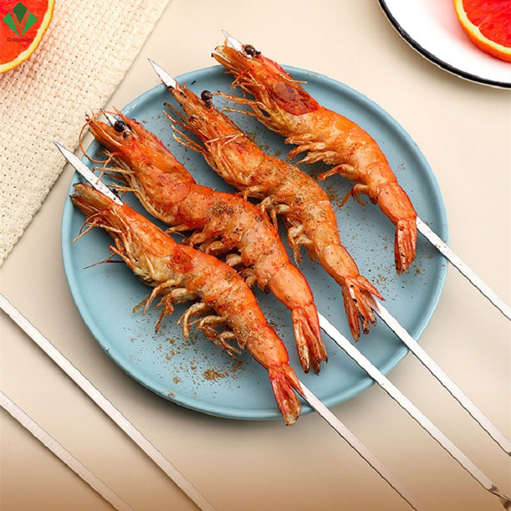 Bộ 10 Xiên Nướng Bbq Bằng Inox Xoay 360 Độ Chuyên Dùng° Xiên Ăn Đầu Phẳng Xoay Được Tiện Dụng