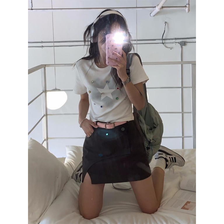 Áo Thun Tay Ngắn Hở Vai Màu Trơn Phong Cách Thời Trang Mới Dành Cho Nữ
