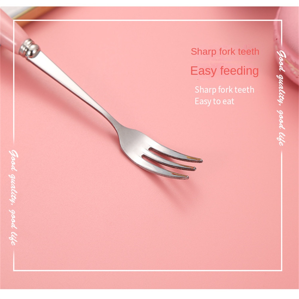 Muỗng Cà Phê Bằng Thép Không Gỉ Muỗng Trái Cây Hoạt Hình Cho Trẻ Em Nĩa Cán Dài-Rosser2