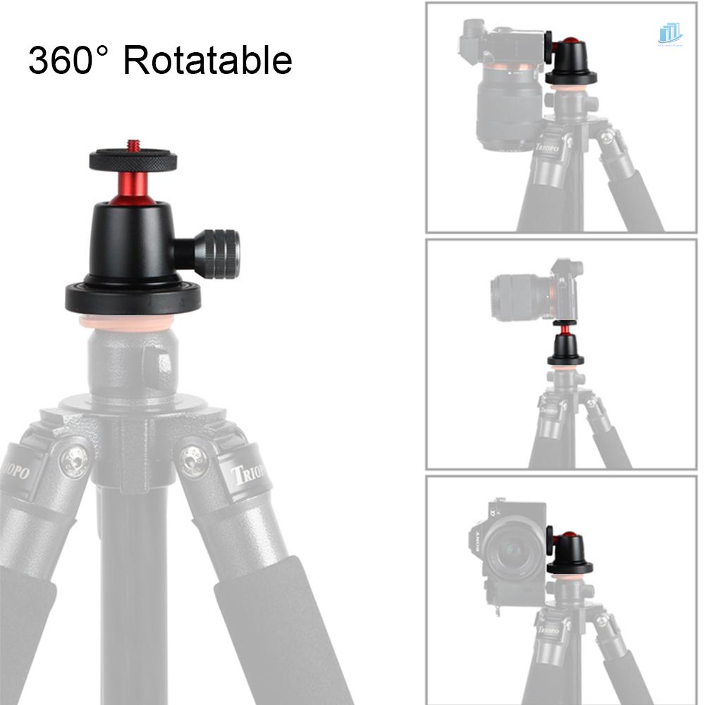 Đầu Bi Toàn Cảnh Mini Bằng Hợp Kim Nhôm Xoay 360 Độ Có Mức Bong Bóng Cho Giá Đỡ Ba Chân Máy Ảnh DSLR LIDC