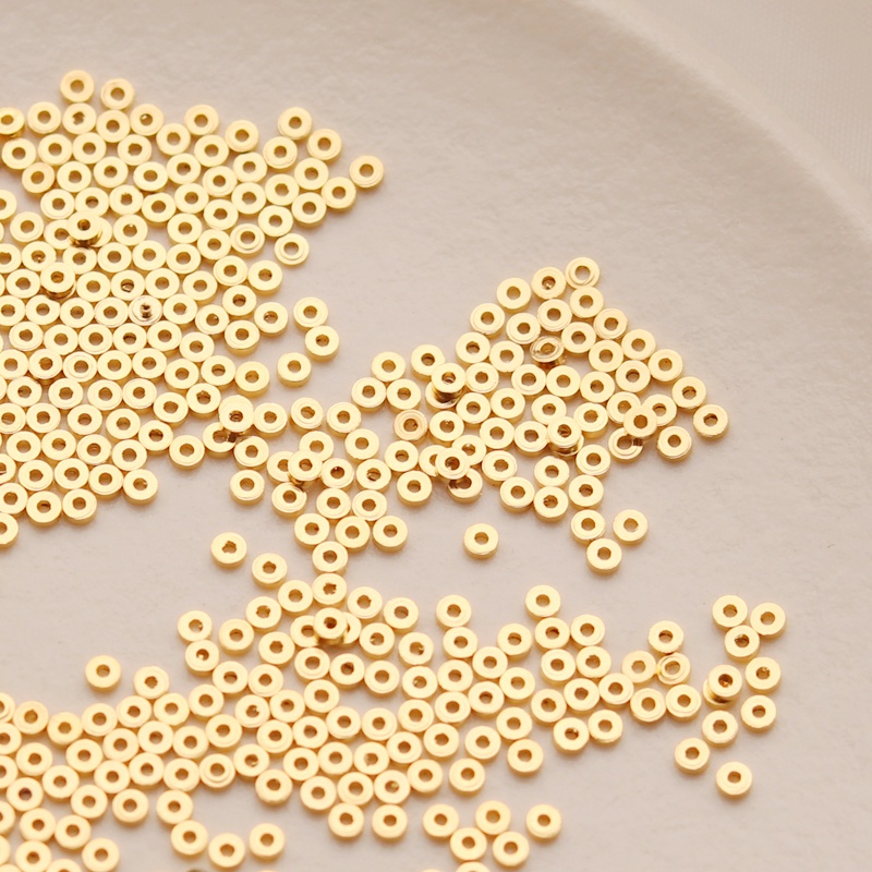 Set 100 Hạt Xỏ Lỗ Tròn 2mm Mạ Vàng 14K Nhiều Màu Sắc Dùng Để Làm Đồ Trang Sức Thủ Công