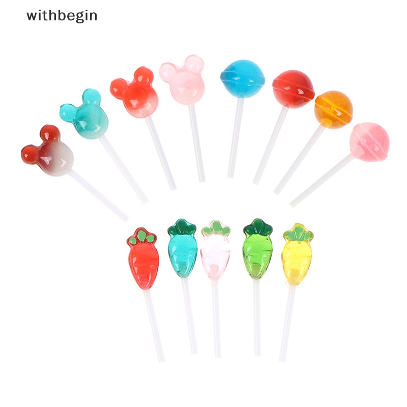 Set 5 Kẹo Mút Nhựa Resin Mini Trang Trí Cho Nhà Búp Bê