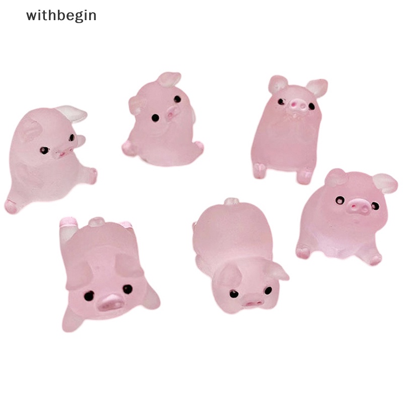 Set 1 / 5 Tượng Heo Mini Bằng Resin Dạ Quang Trang Trí Bảng Điều Khiển Xe Hơi / Nhà Cửa DIY
