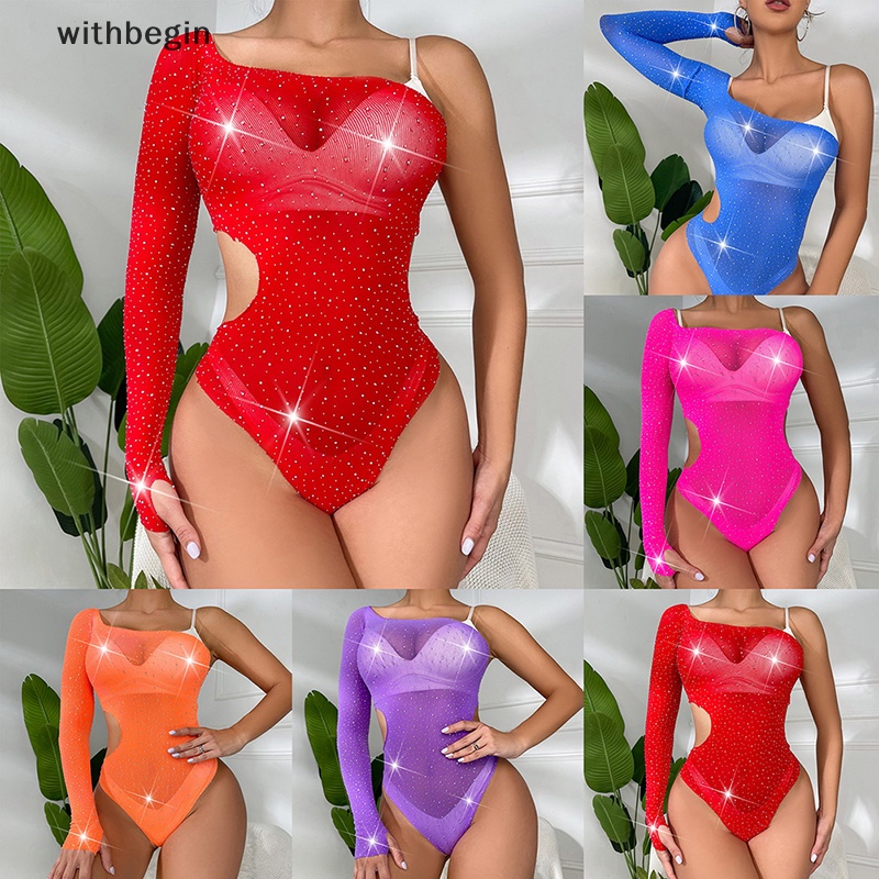 Bộ Đồ Ngủ Liền Thân Phối Lưới Trong Suốt Đính Đá Quyến Rũ Cho Nữ