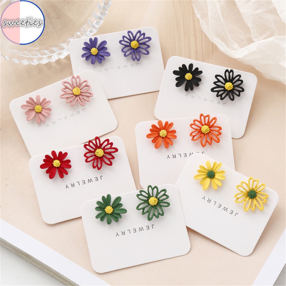 Bông Tai Mạ Bạc 925 Hình Hoa Cúc Phong Cách Hàn Quốc