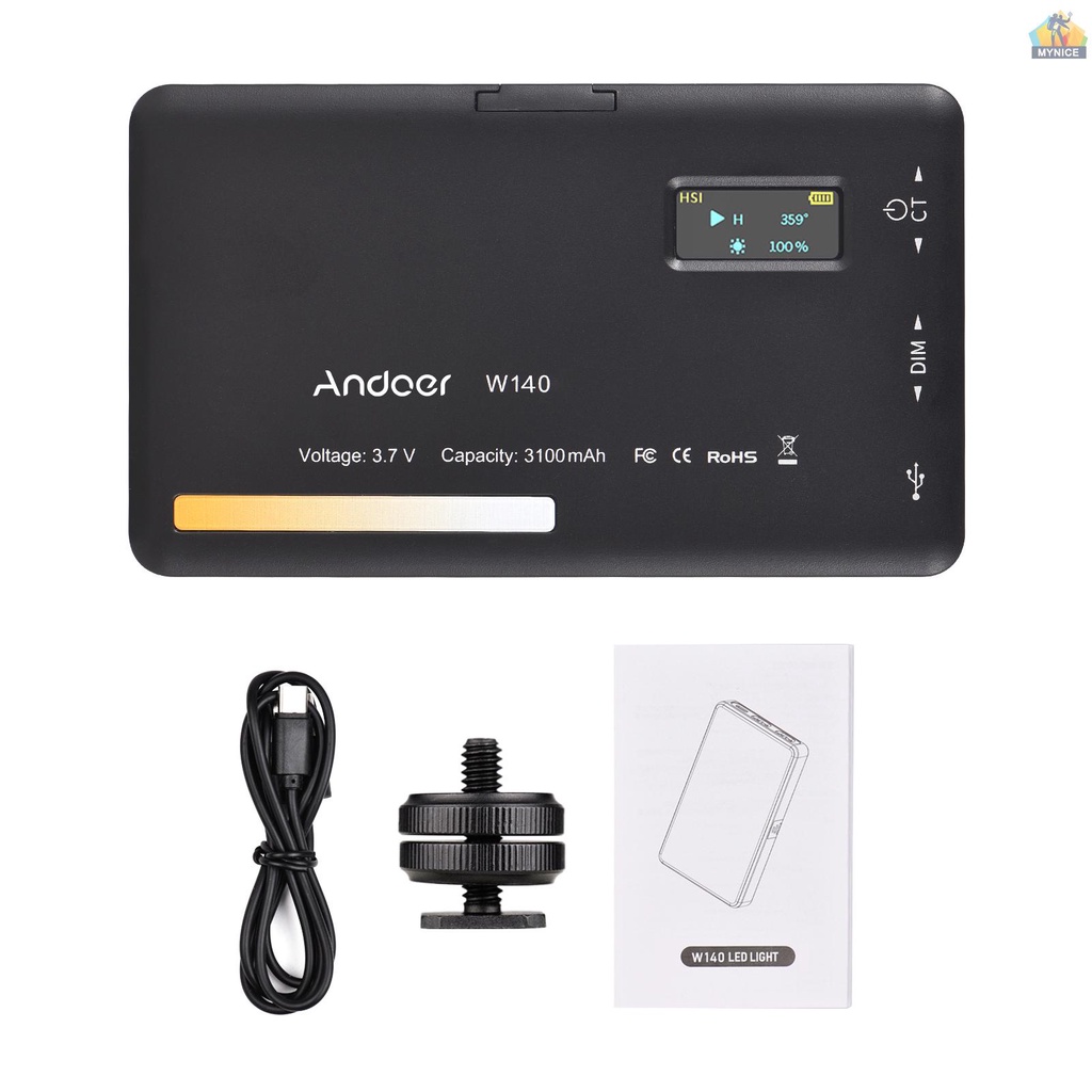 Đèn LED Trợ Sáng Quay Video Bỏ Túi Andoer W140 2500K-6500K Chuyên Dụng Cho Họp Trực Tuyến