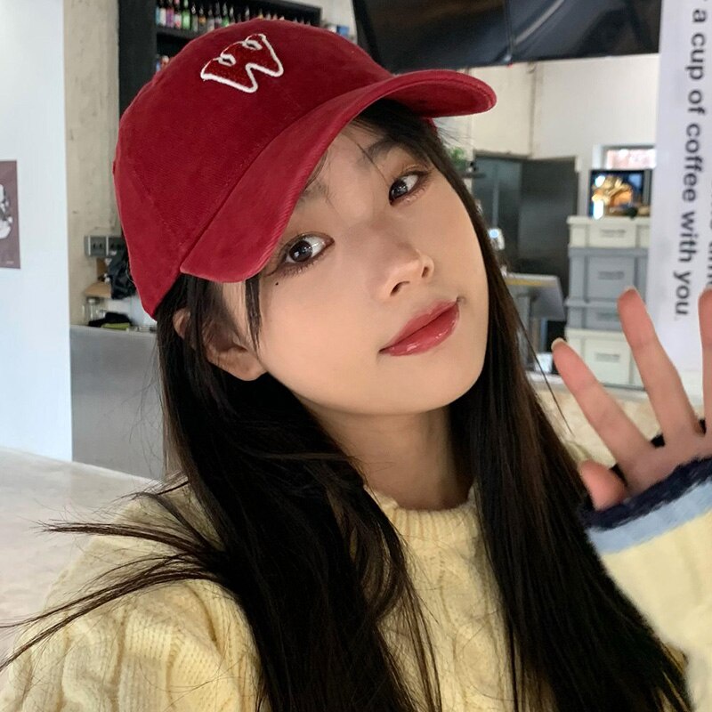 Mũ Lưỡi Trai Chất Liệu Cotton Màu Trơn In Chữ W Phong Cách Hip Hop Thời Trang Cho Nam Và Nữ y2k