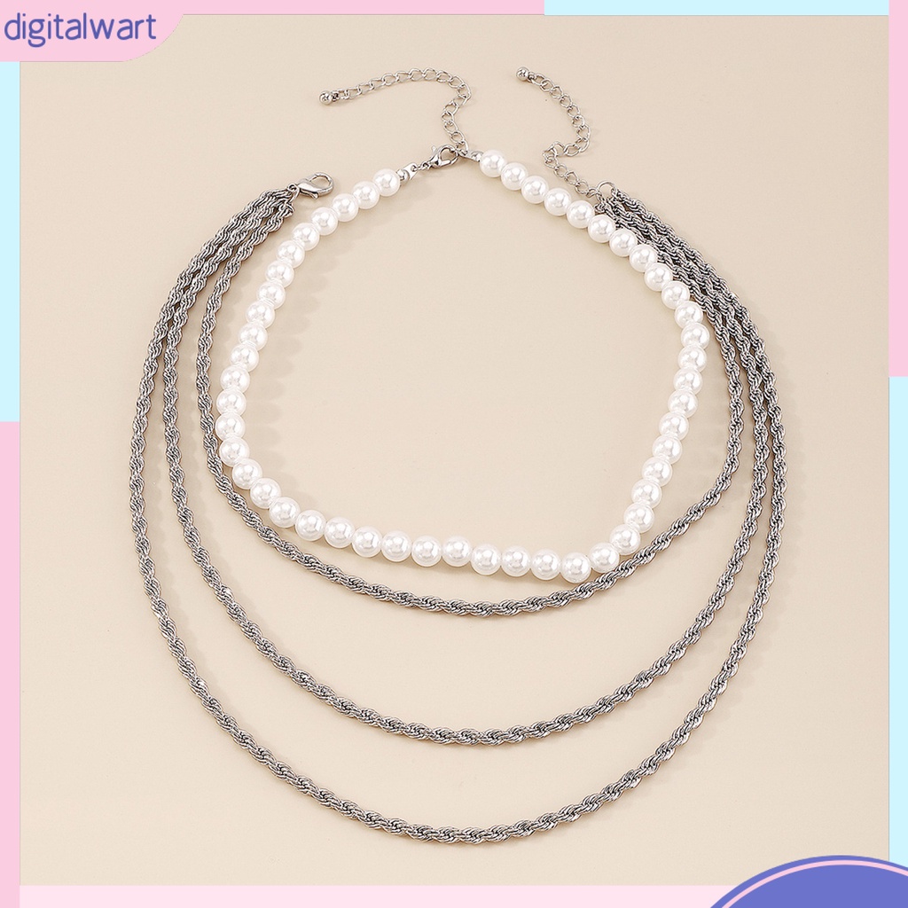 Bộ 2 Dây Chuyền Nhiều Lớp Đính Ngọc Trai Nhân Tạo Thời Trang Dành Cho Nữ