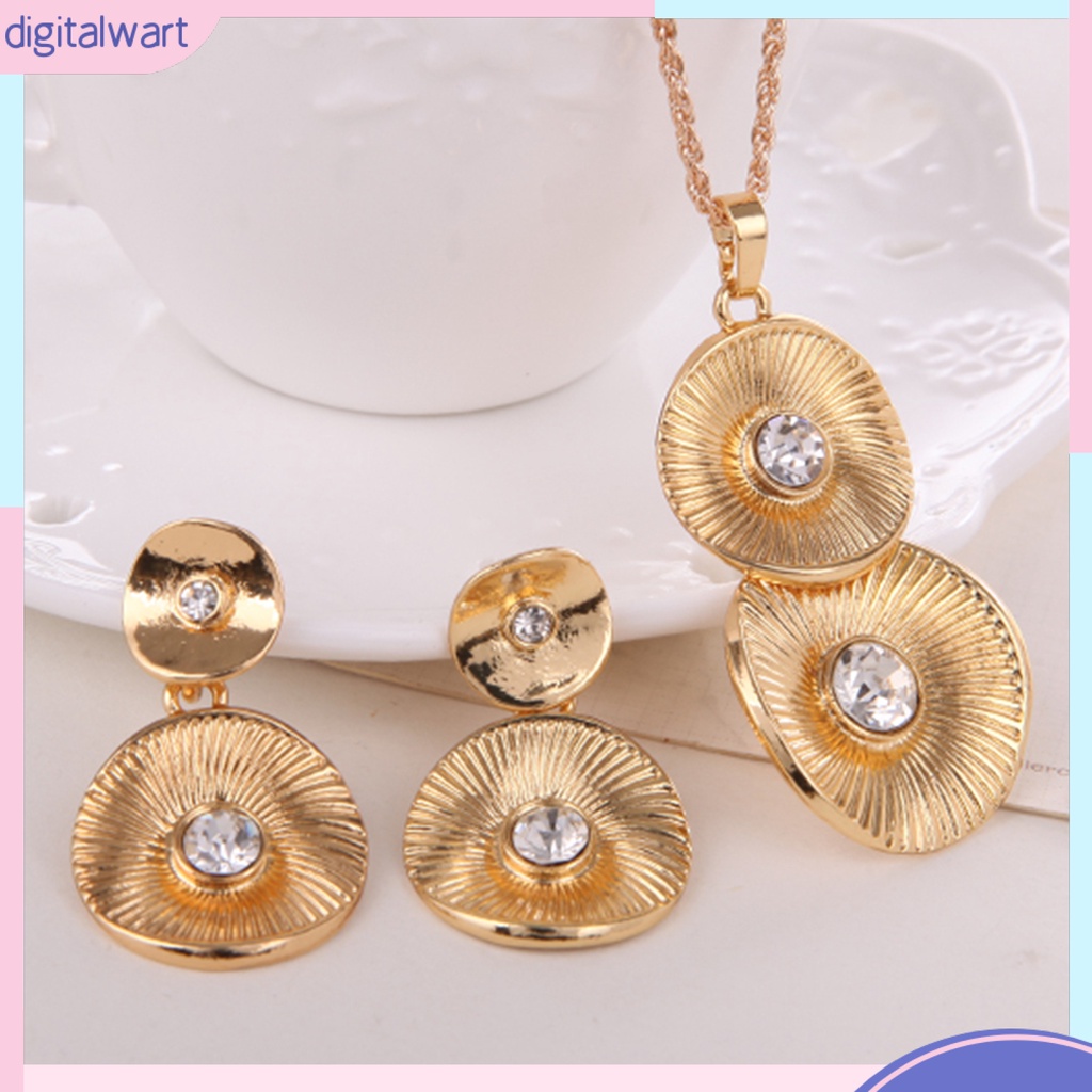 1 Bộ Vòng cổ + Bông Tai Mạ Niken Đính Pha Lê Nhân Tạo Thời Trang Sang Trọng