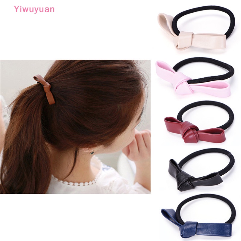 Dây Buộc Tóc Cao Su Co Giãn Bọc Da Phối Nơ Thời Trang Mới