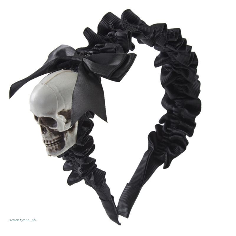Băng Đô Hình Đầu Lâu Màu Đen Phong Cách Gothic Cho Nữ