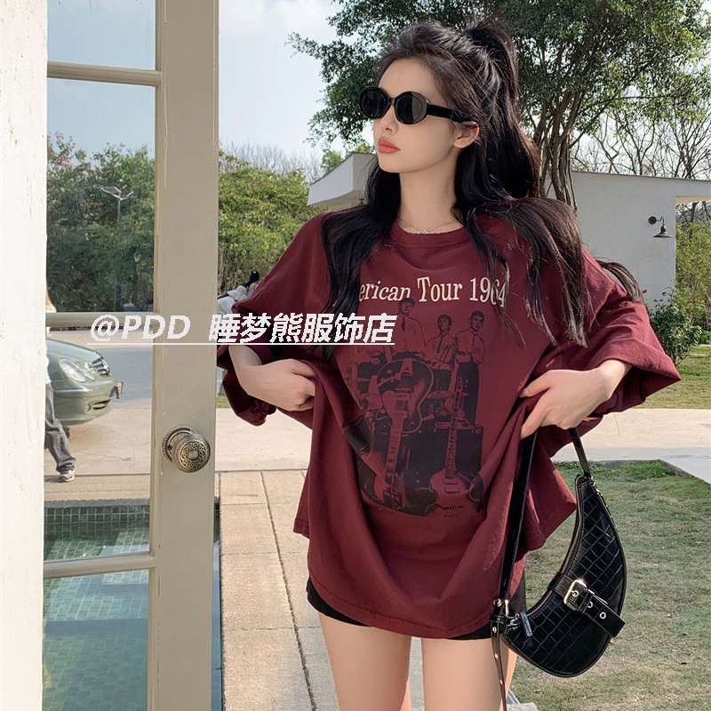 COZOK Áo Thun Ngắn Tay Dáng Rộng In Hình Thời Trang Phong Cách vintage