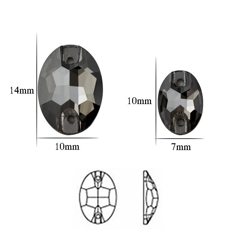 Aaaaa Hạt Cườm Pha Lê Hình Oval Dùng May Trang Sức / Trang Trí Váy Cưới Chất Lượng Cao