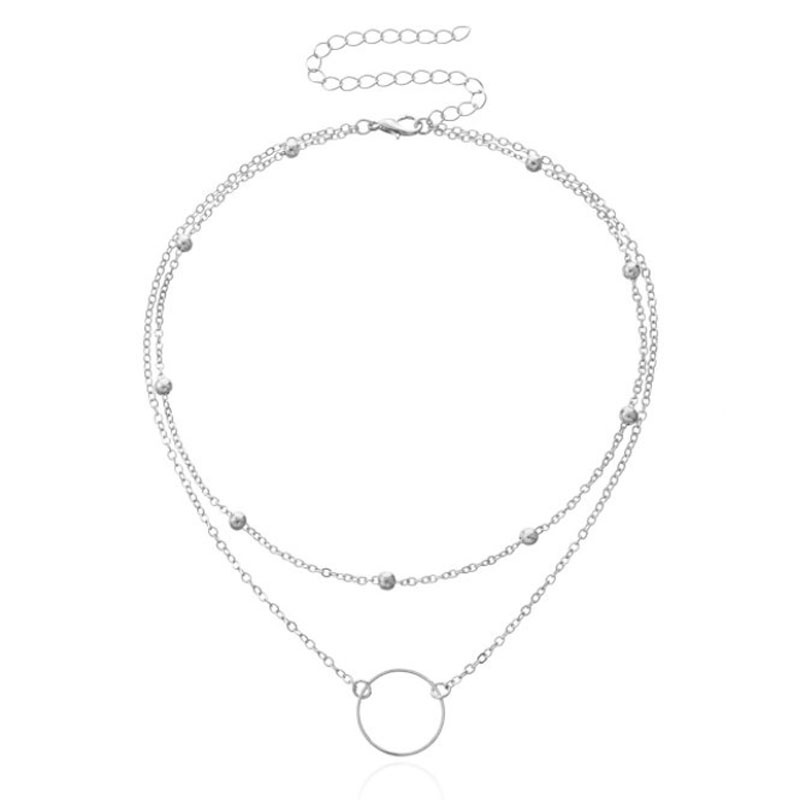 Vòng cổ Hai Lớp Mặt Tròn Phong Cách Vintage Thời Trang Cho Nữ