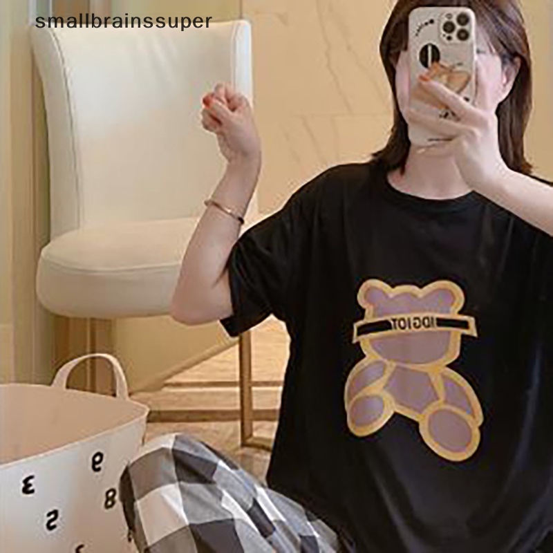 Bộ Đồ Ngủ Áo Thun In Hoạt Hình Phối Quần Short Dáng Rộng Thời Trang Mùa Hè Cho Nữ SBS