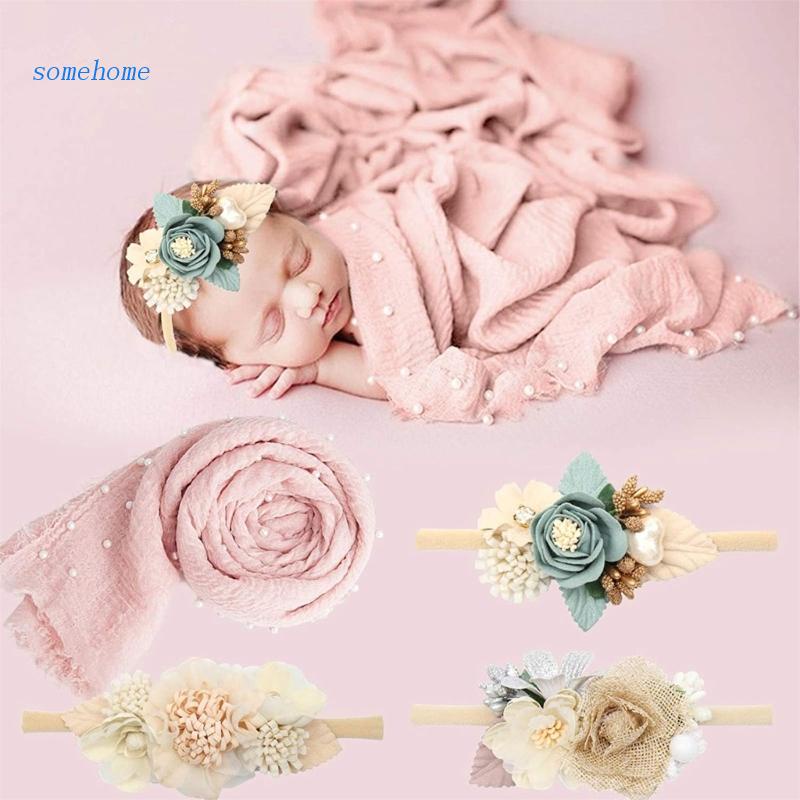 Chăn Quấn Đính Ngọc Trai Handmade Dùng Làm Phụ Kiện Chụp Ảnh Cho Bé Sơ Sinh