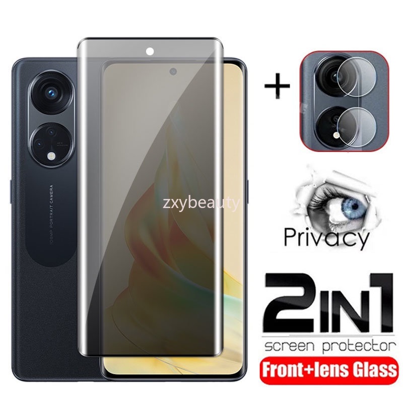 Kính Cường Lực 3D Cong 2 Trong 1 Bảo Vệ Ống Kính Máy Ảnh Cho OPPO Reno 8T 5G Reno 10 9 Pro Plus Reno8T 4G Reno9 9Pro Reno10 10Pro