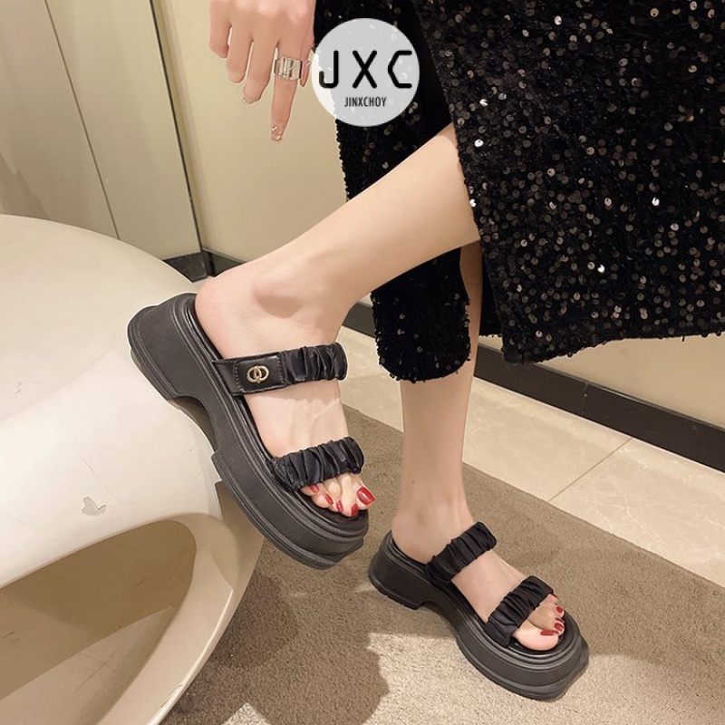 Dép Sandal Đế Xuồng Dày Dặn Tăng Chiều Cao Hở Ngón Thời Trang Mùa Hè Phong Cách Hàn Quốc