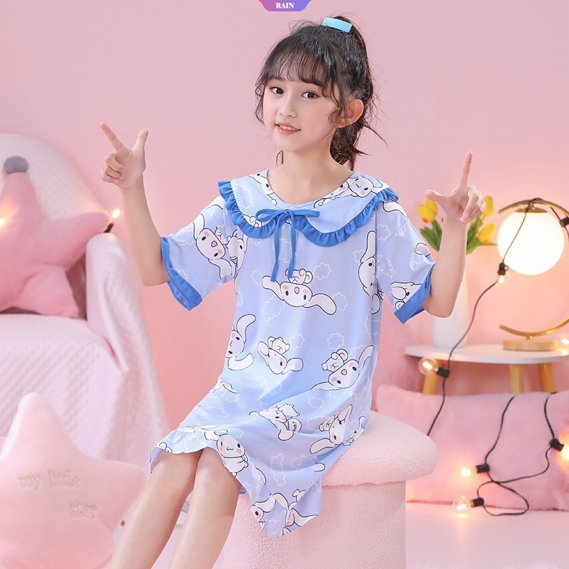 Sanrio Bộ Đồ Ngủ Ngắn Tay In Họa Tiết Hoạt Hình Dễ Thương Cho Bé Gái