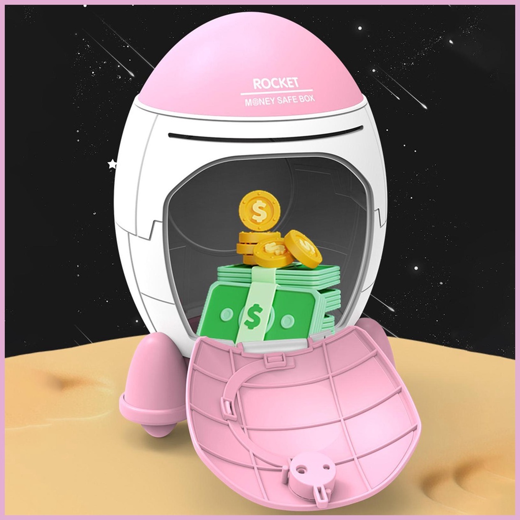 Hộp Đựng Tiền Tiết Kiệm Tiền Xu Hình Tên Lửa Hoạt Hình Dễ Thương Có Móc Khóa