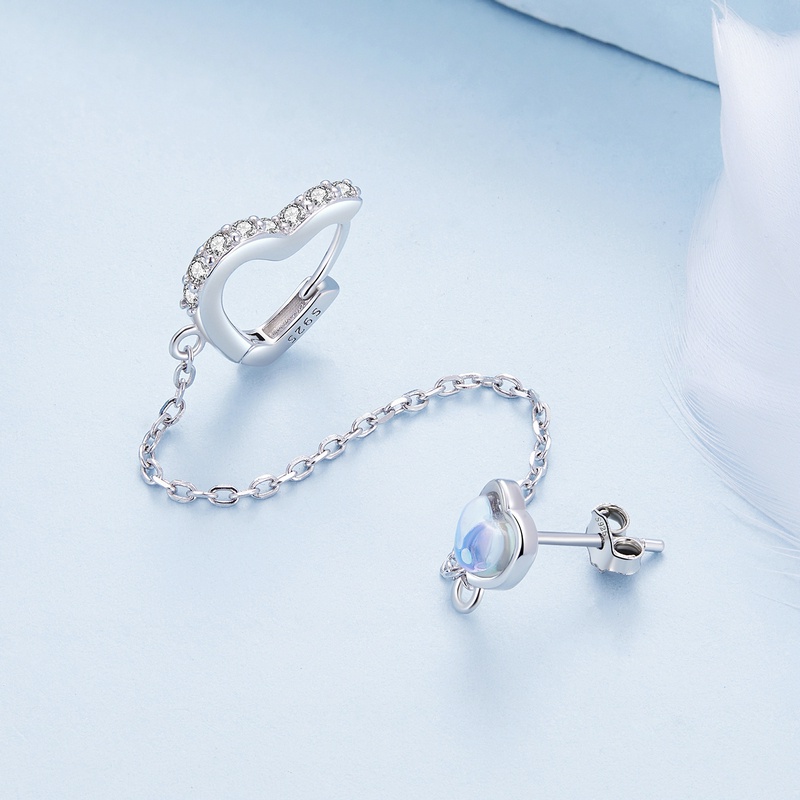 BAMOER Bông Tai bạc 925 HìNh TráI Tim Sang TrọNg BSE864