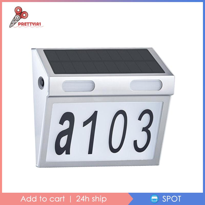 [Prettyia1] Bảng Số Nhà Năng Lượng Mặt Trời Chống Thấm Nước Có Đèn Cho Sân Vườn Đường Phố