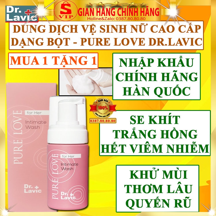 Bọt vệ sinh nữ và nam giới Pure Love hàn quốc chính hãng Dr.lavic dung dịch vệ sinh phụ nữ dạng bọt se khít trắng hồng