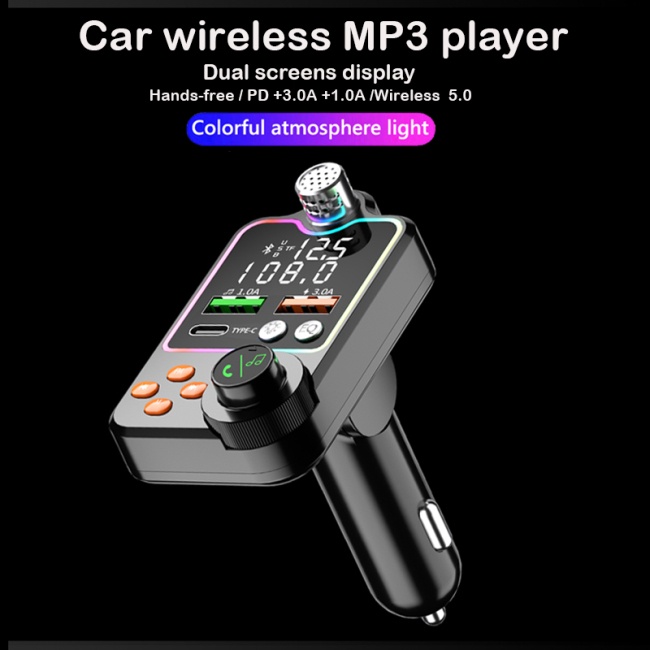 Tẩu Sạc Zevaret Q15 Hai Cổng Usb Bluetooth 5.0 Kiêm Đài Fm Rảnh Tay Cho Xe Hơi