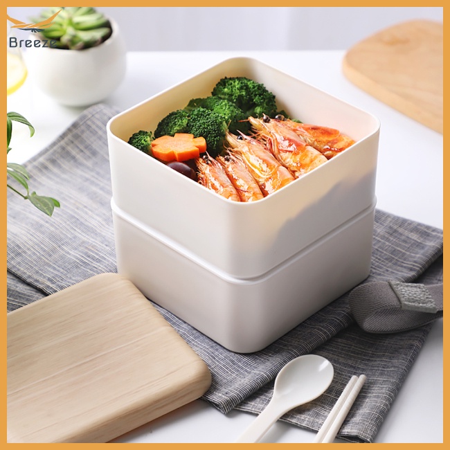 Hộp cơm 1400ml Kèm Muỗng Và Đũa Thiết Kế Hai Lớp Cách Nhiệt Chống Rò Rỉ Tiện Dụng