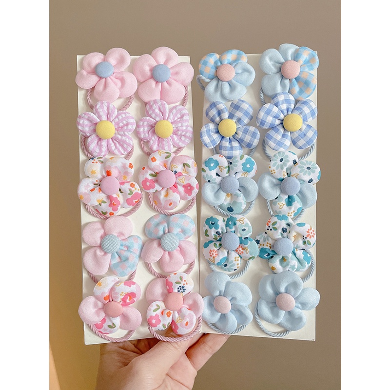 Dây Buộc Tóc Cao Su Co Giãn Không Đau In Hoa Dễ Thương Cho Bé Gái