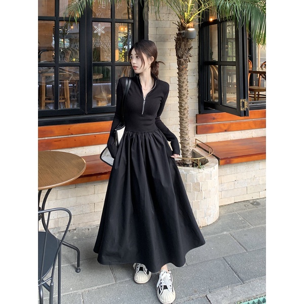 Đầm Midi Tay Dài Dáng Ôm Phong Cách Thời Trang Pháp Đơn Giản Dành Cho Nữ