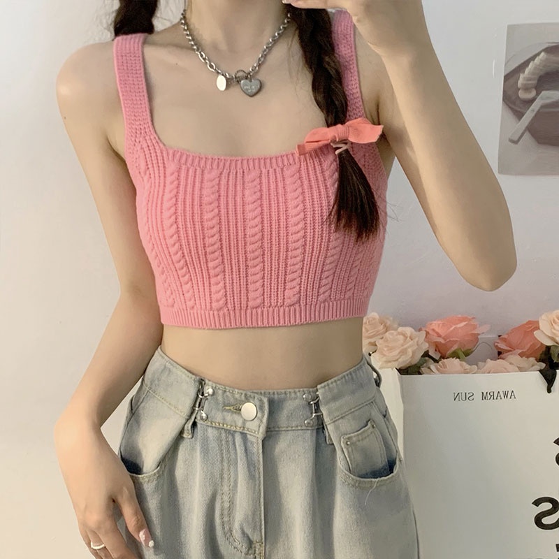Áo Sweater Dệt Kim Trễ Vai Ôm Dáng Thiết Kế Ngọt Ngào Cho Nữ