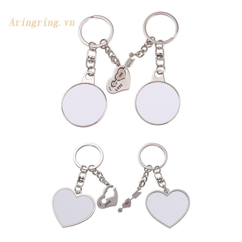Arin Móc Khóa Hình Tròn Trái Tim Trống Chuyển Nhiệt Làm Quà Tặng Trang Trí Túi Xách Cặp Đôi