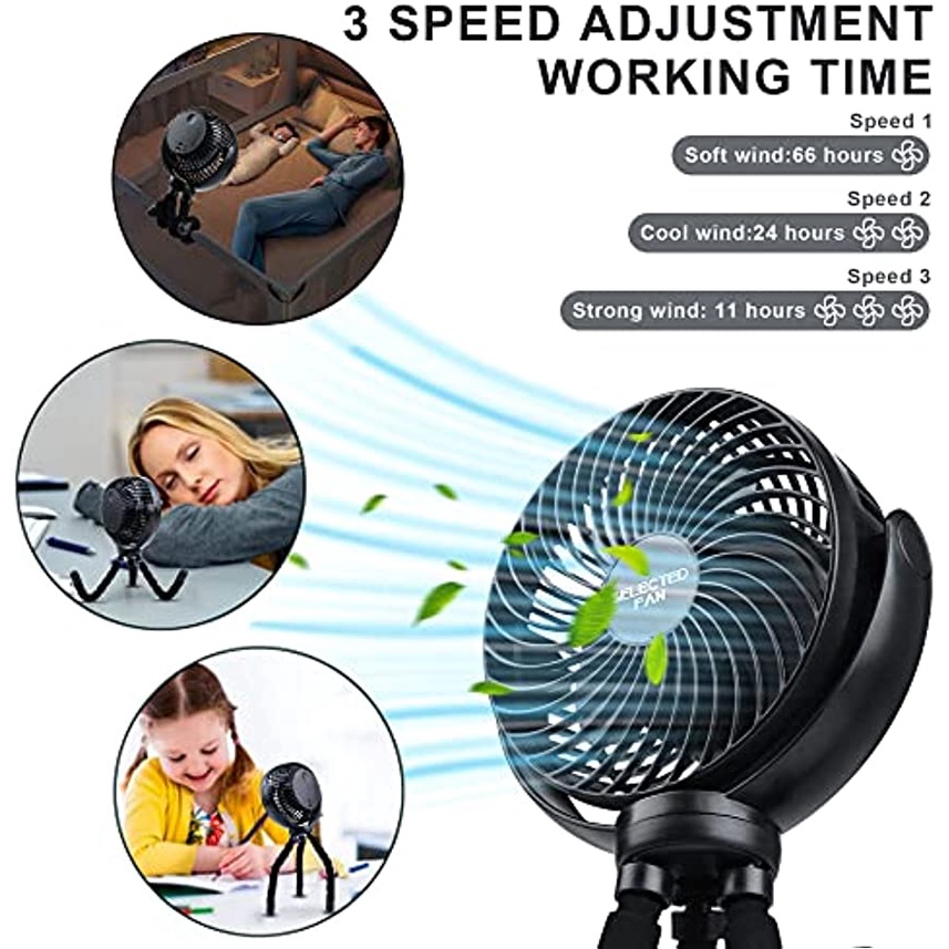 Quạt Mini Sạc USB Có Kẹp Gắn Xe Đẩy Em Bé Tiện Dụng