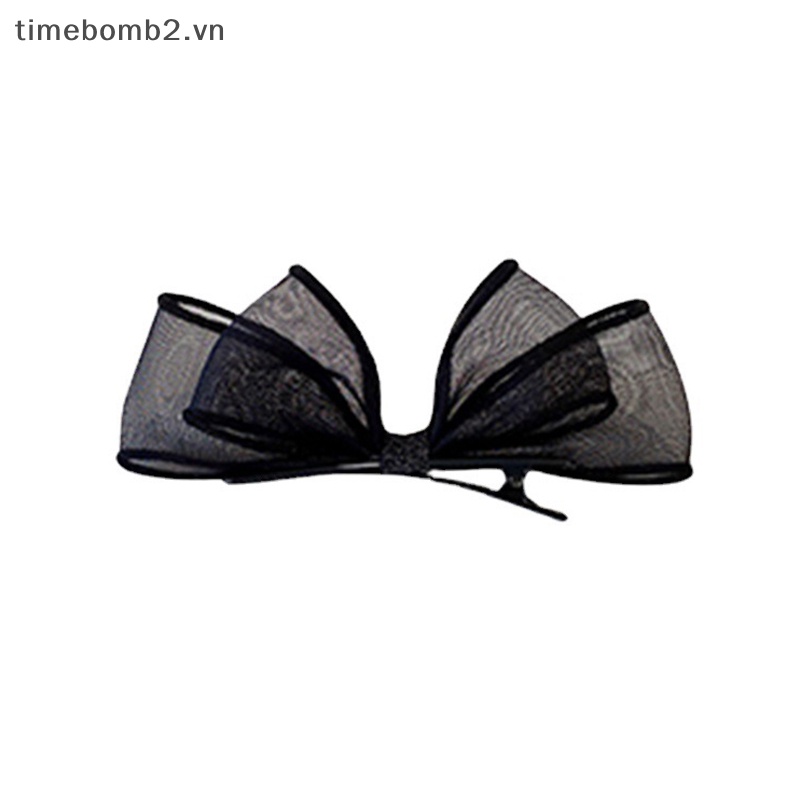 Kẹp Tóc Nơ Lưới Hai Lớp Màu Đen Thời Trang 2023 Cho Nữ