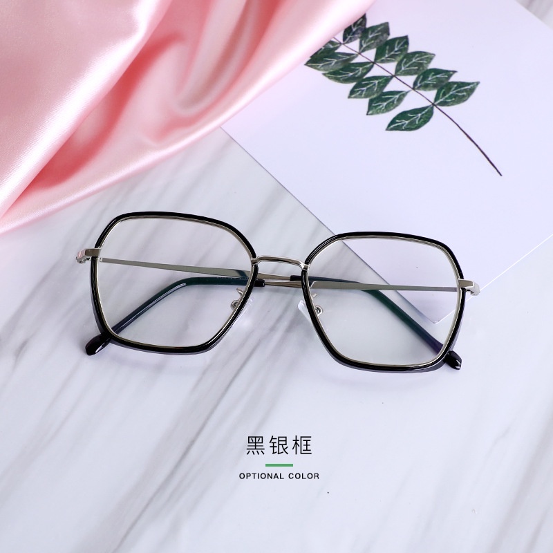 Mắt Kính Gọng Tròn Lớn Vành Vuông Màu Đen Phong Cách Harajuku Cá Tính