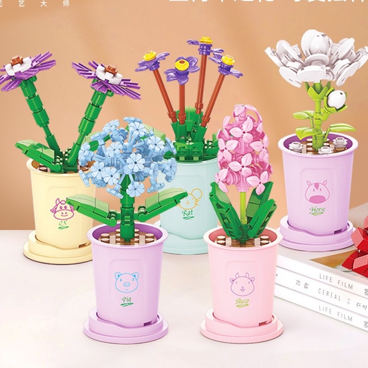 Đồ Chơi Lắp Ráp Mô Hình Bó Hoa Lãng Mạn Trang Trí Sinh Nhật DIY