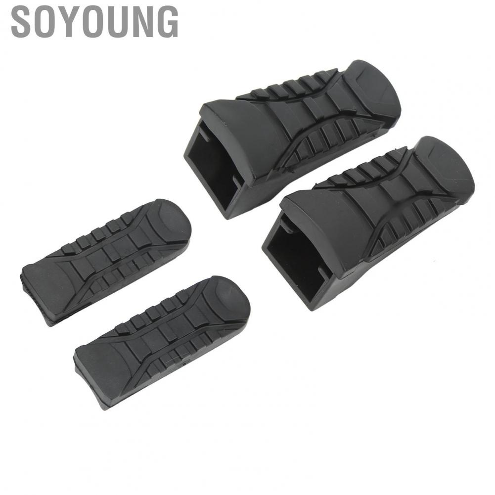 Soyoung Motorcycle Foot Pegs Cover  Rubber Front and Rear Uneven Surface Comfortable Pedaling 4PCS for Motorbike