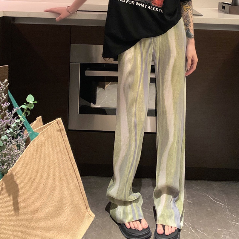 Quần Dài Dáng Suông Ống Rộng Nhuộm Màu Thời Trang Cho Nữ