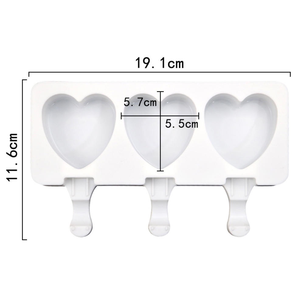 Khuôn Làm Kem / Chocolate 3 Ngăn Hình Trái Tim Bằng Silicone Cấp Thực Phẩm DIY