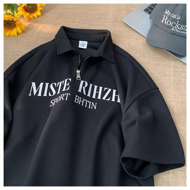 Áo polo Dáng Rộng Tay Ngắn Có Size Lớn M-8XL Phong Cách Thời Trang Hàn Quốc Cho Nam Giới