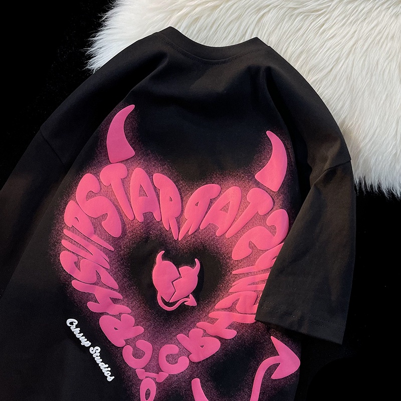 Áo Thun Tay Ngắn In Hình Trái Tim Thời Trang Theo Phong Cách vintage Dành Cho Nữ